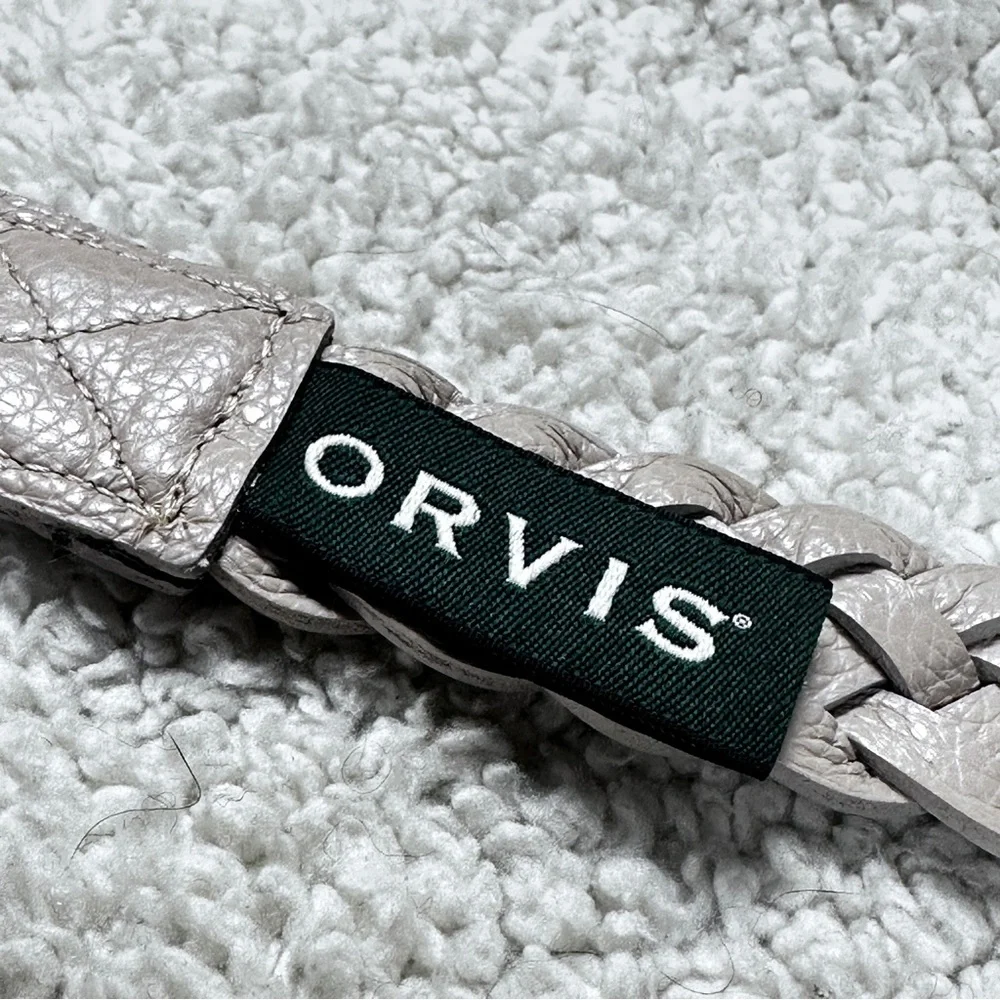 Orvis Mushroom /Taupe Braided Vegan Belt, Silver Buckle, Extra Long EUC!